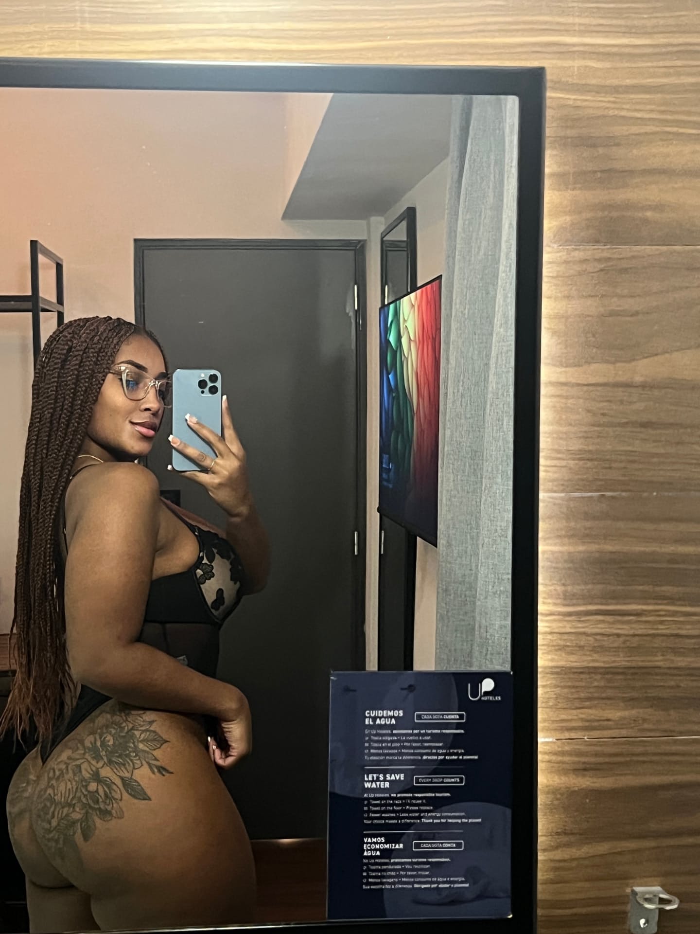 Ebony solo girl takes selfies of her ample figure in a variety of lingerie