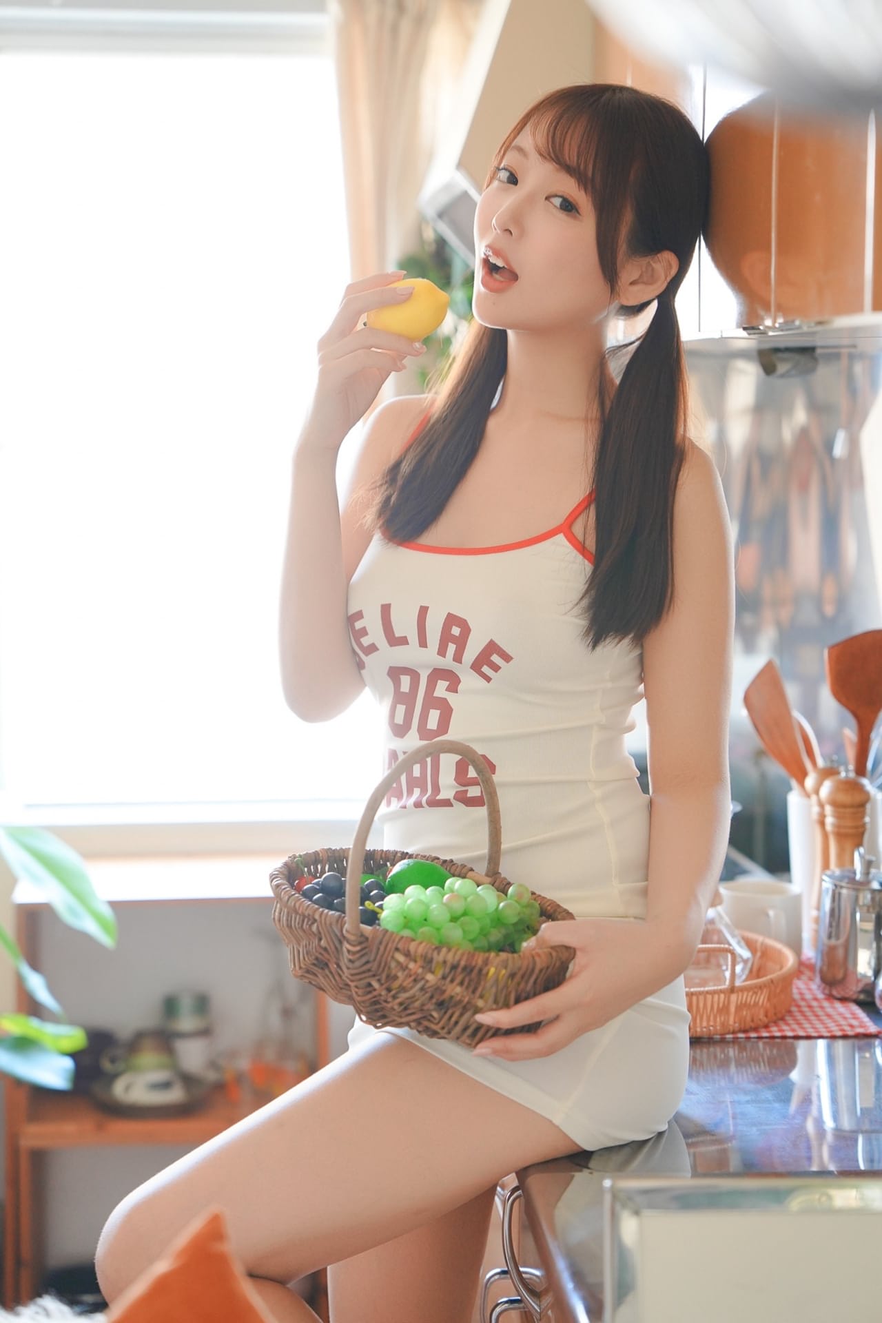 Japanese cutie in sportswear showing tiny tits in sexy lingerie poses