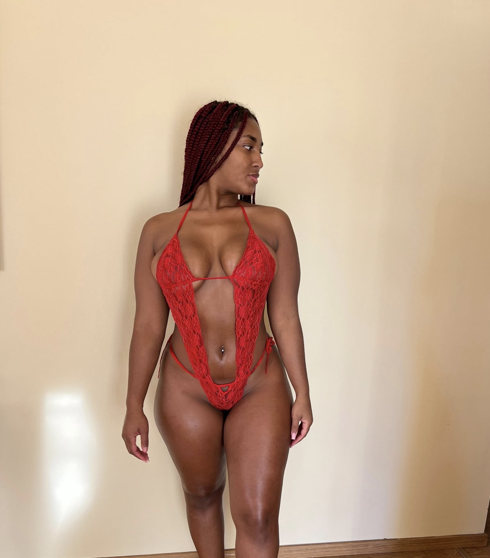 Ebony solo girl models revealing lingerie during non nude action