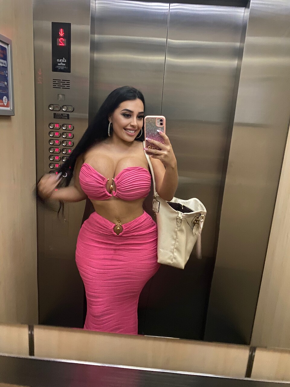 Hot Latina girl shows her huge tits and big ass in public and private locations