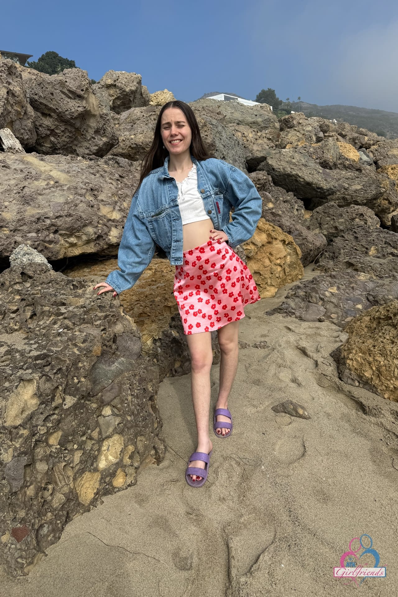 Caucasian amateur Sia Wood displays her natural body in public places