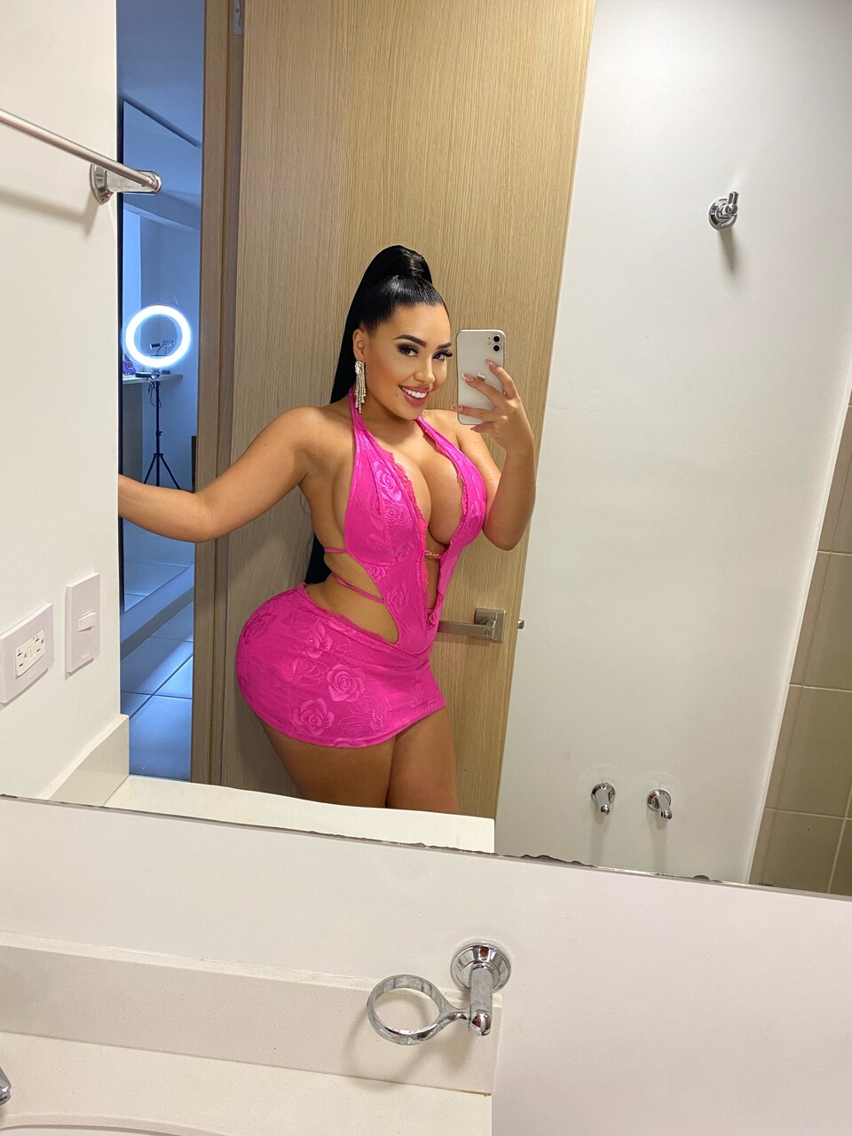 Hot Latina girl shows her huge tits and big ass in public and private locations