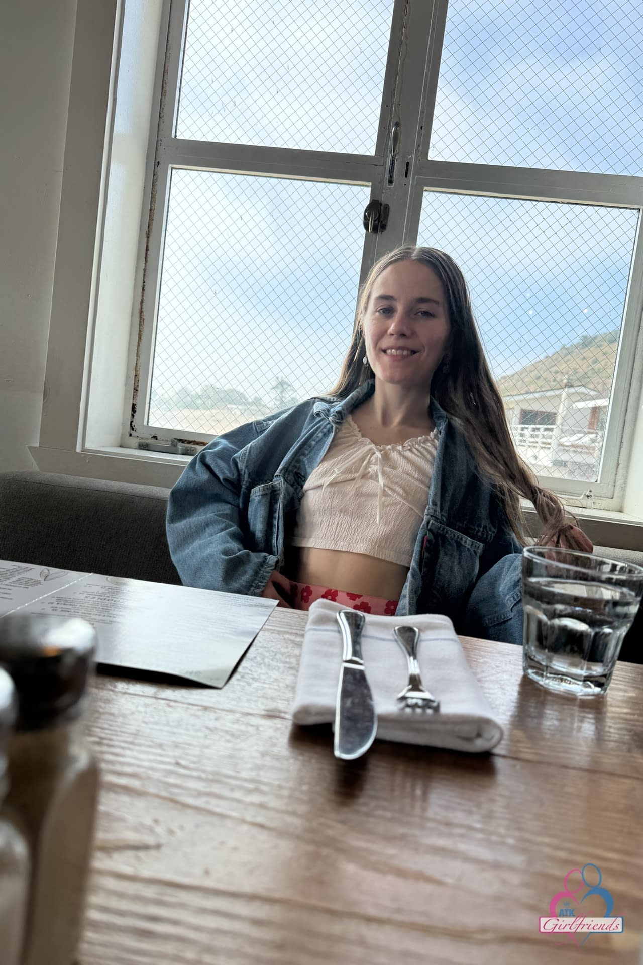 Caucasian amateur Sia Wood displays her natural body in public places