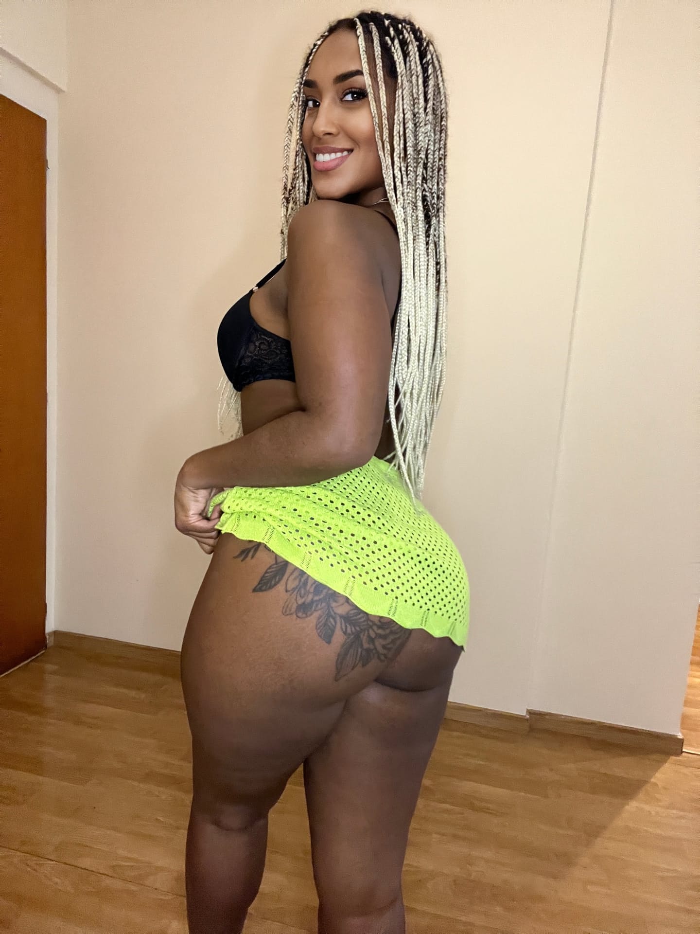 Ebony amateur models in bikini panties while sporting hairstyles