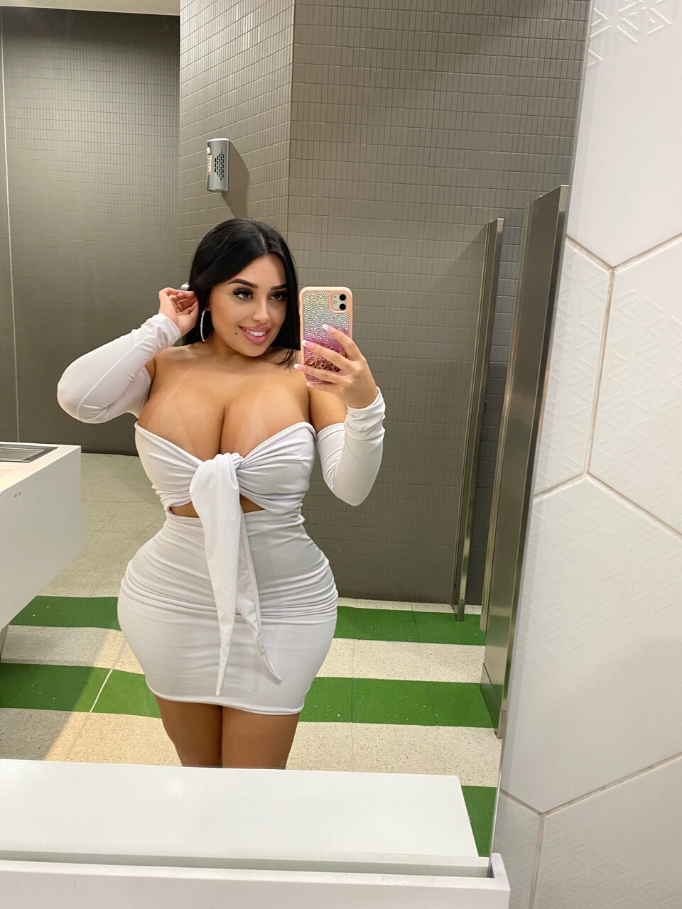 Hot Latina girl shows her huge tits and big ass in public and private locations