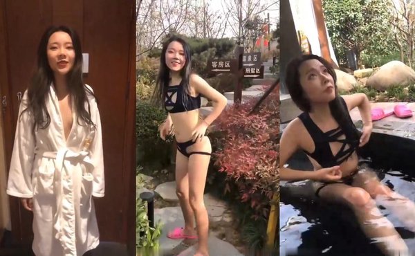 户外勾引，温泉露出，裸体问路，车内自慰，妹子长得也好看，露出天花板