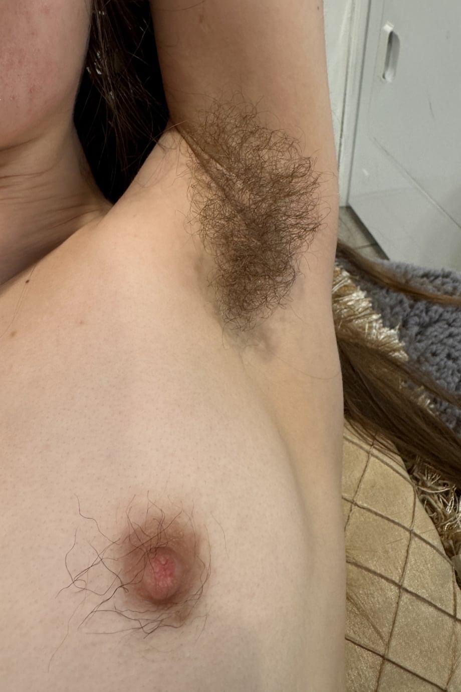 Caucasian amateur Sia Wood displays her natural body in public places