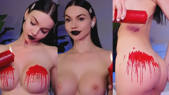 Slemgem Drips Hot Wax On Her Busty Tits And Ass